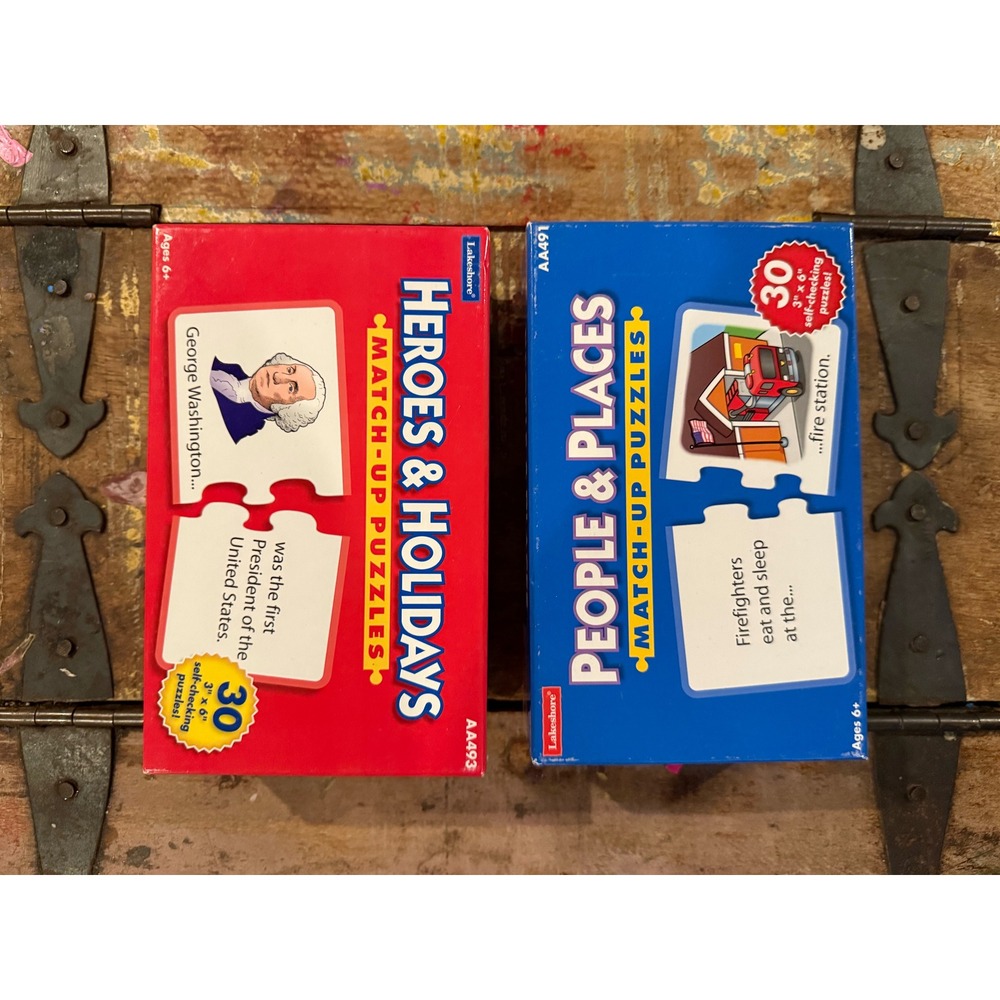 Lakeshore Learning Heroes Holidays People Places Match-Up Puzzles AA493 AA491